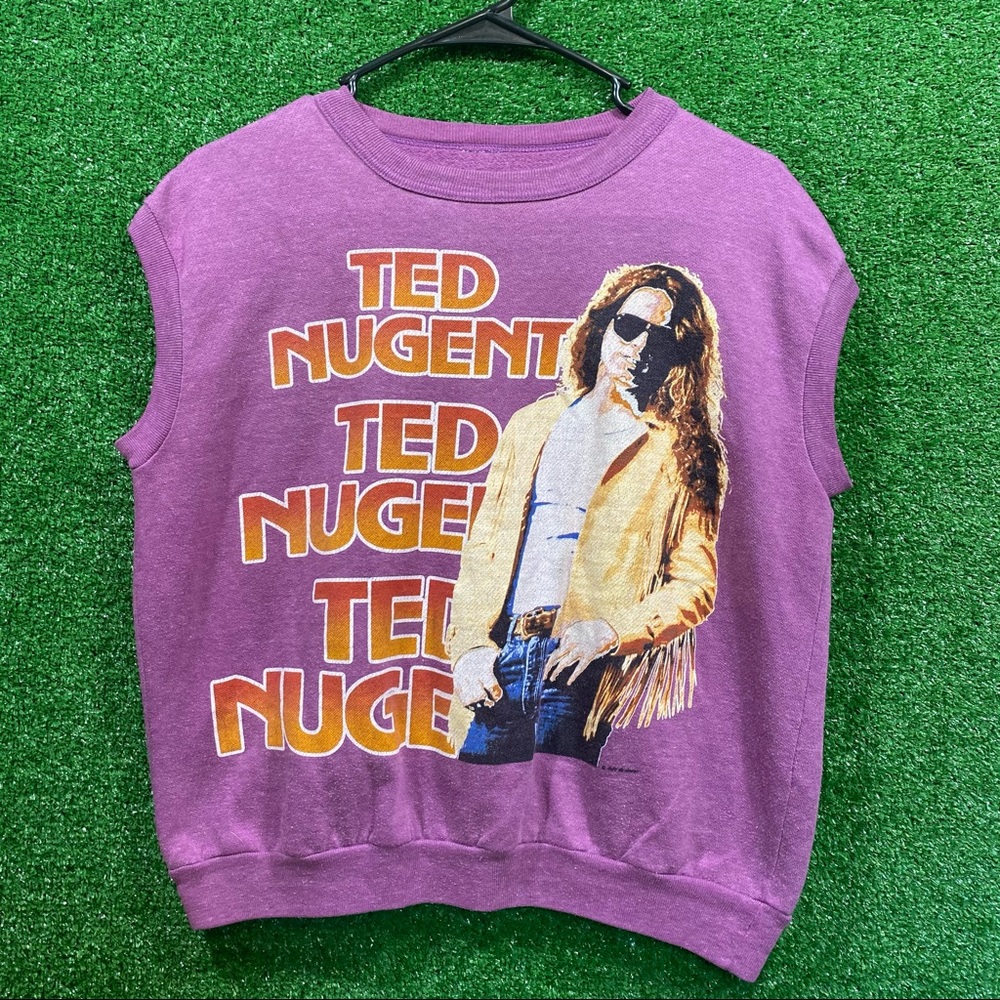 Vtg Ted Nugent Purple crewneck sweatshirt vest